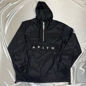 Black Windbreaker Pull Over Half Zip